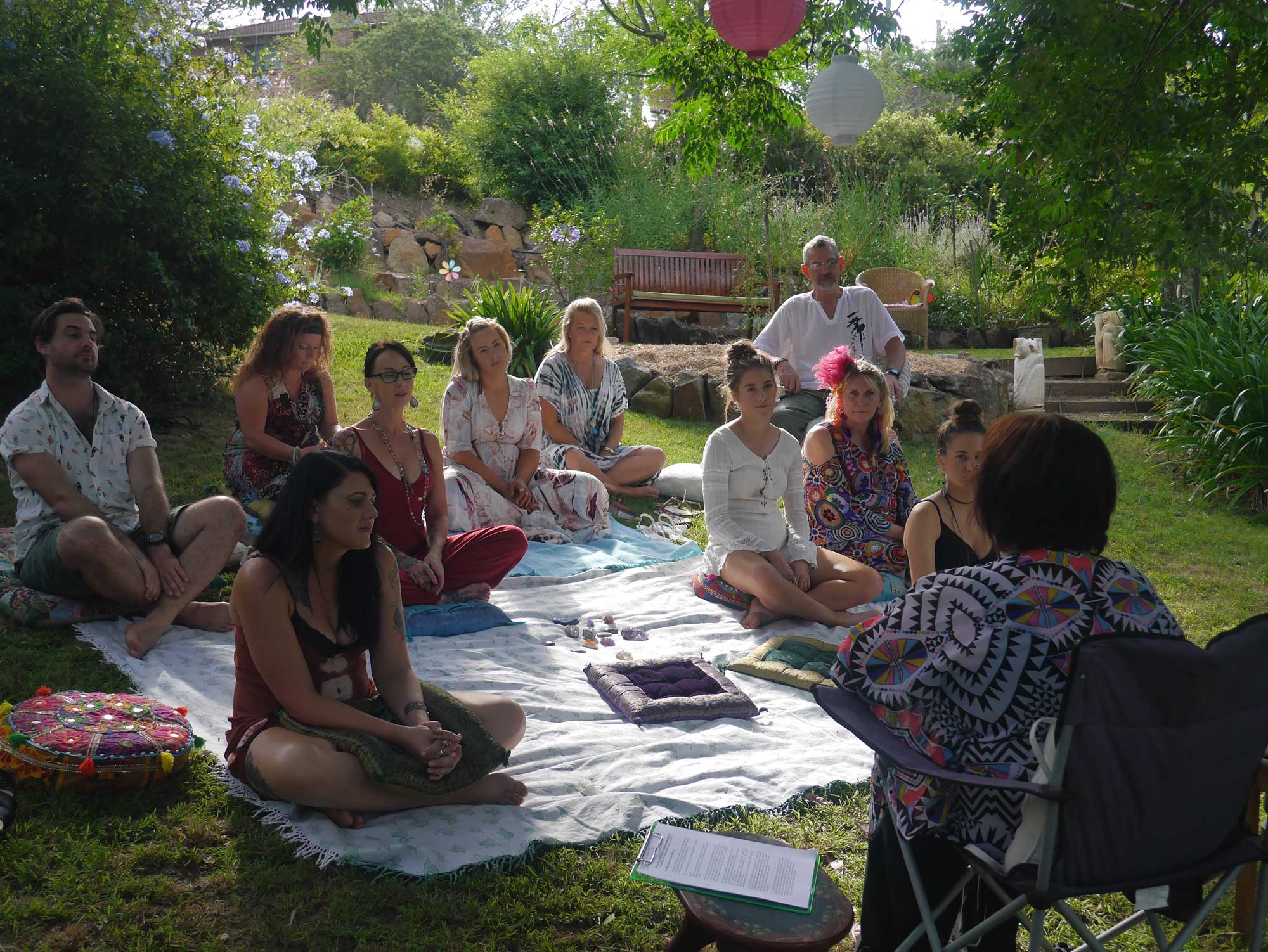 meditation for peace under the tree in the garden